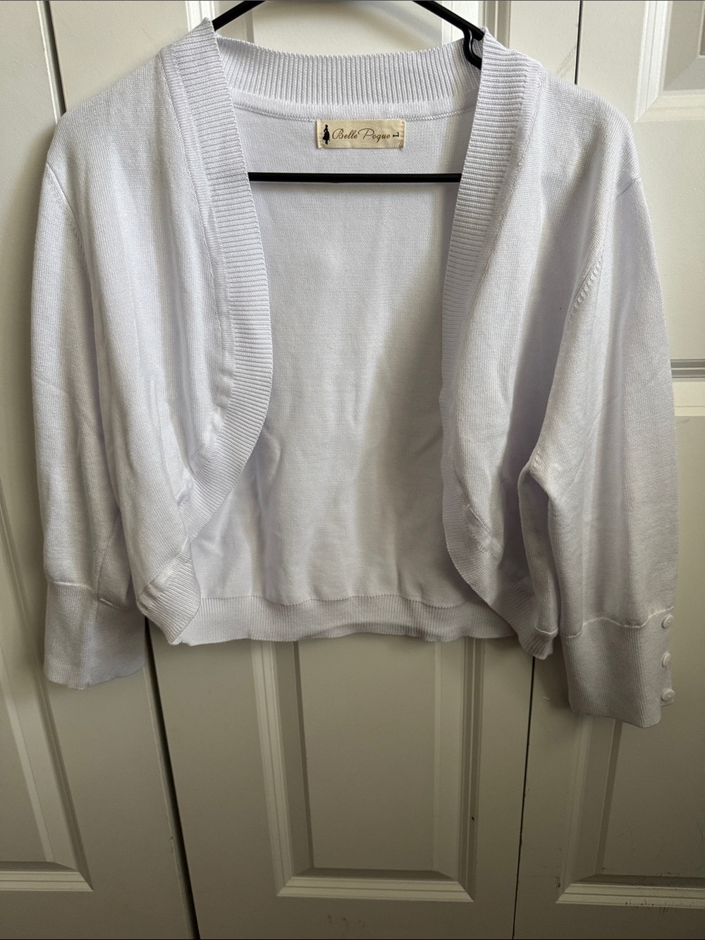 White Cropped Open-Front Women's Cardigan